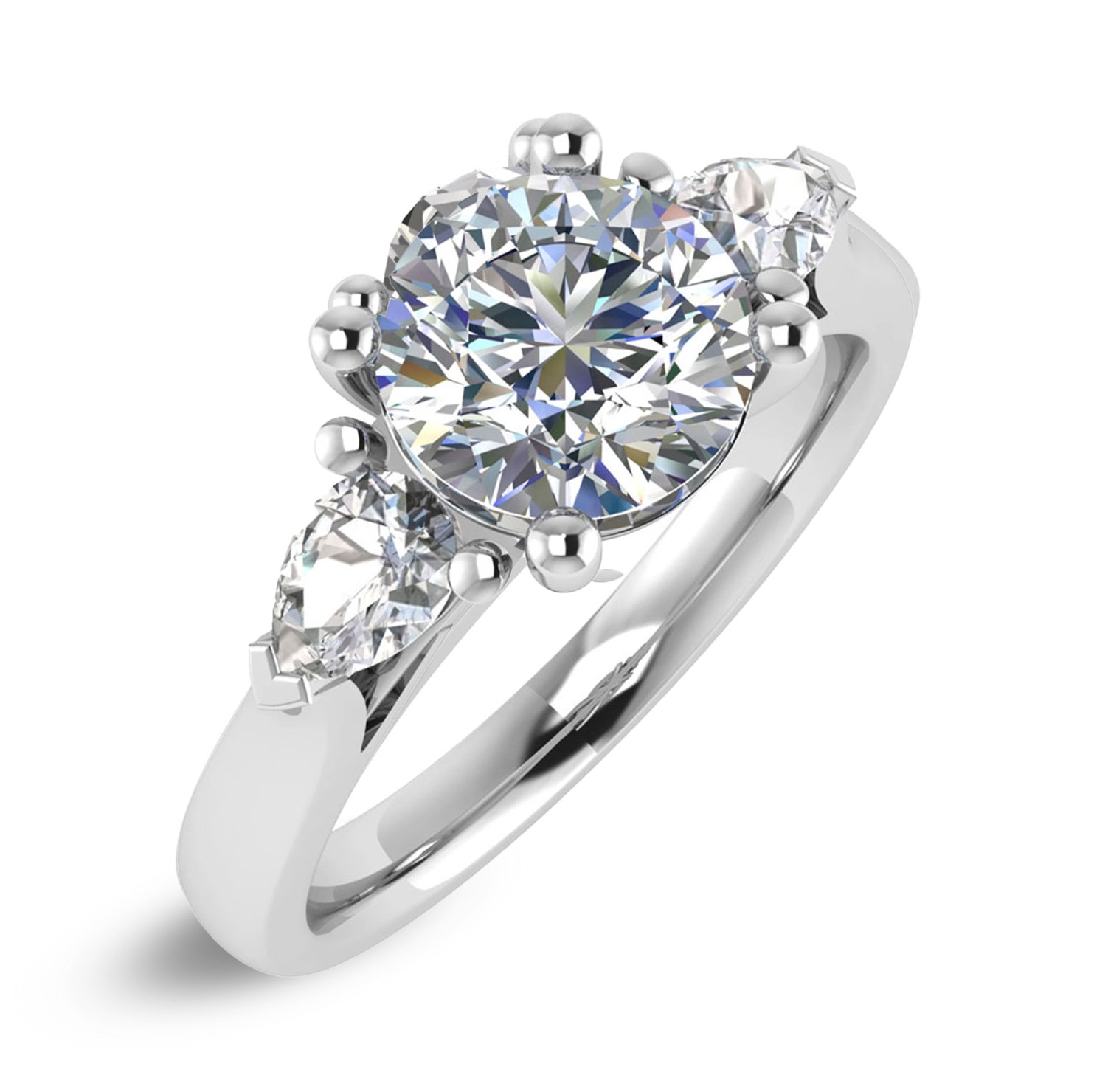 Foto anello trilogy con diamanti 0.70 carati in oro bianco