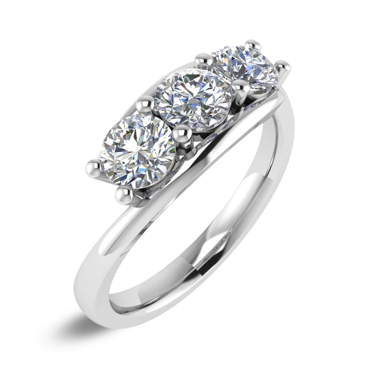 Foto anello trilogy in oro bianco 18 carati e diamanti 0.70 carati