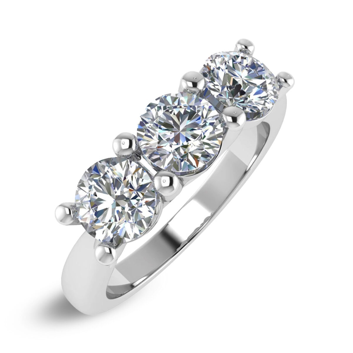 anello trilogy in oro bianco 18 carati e diamanti 0.90 carati