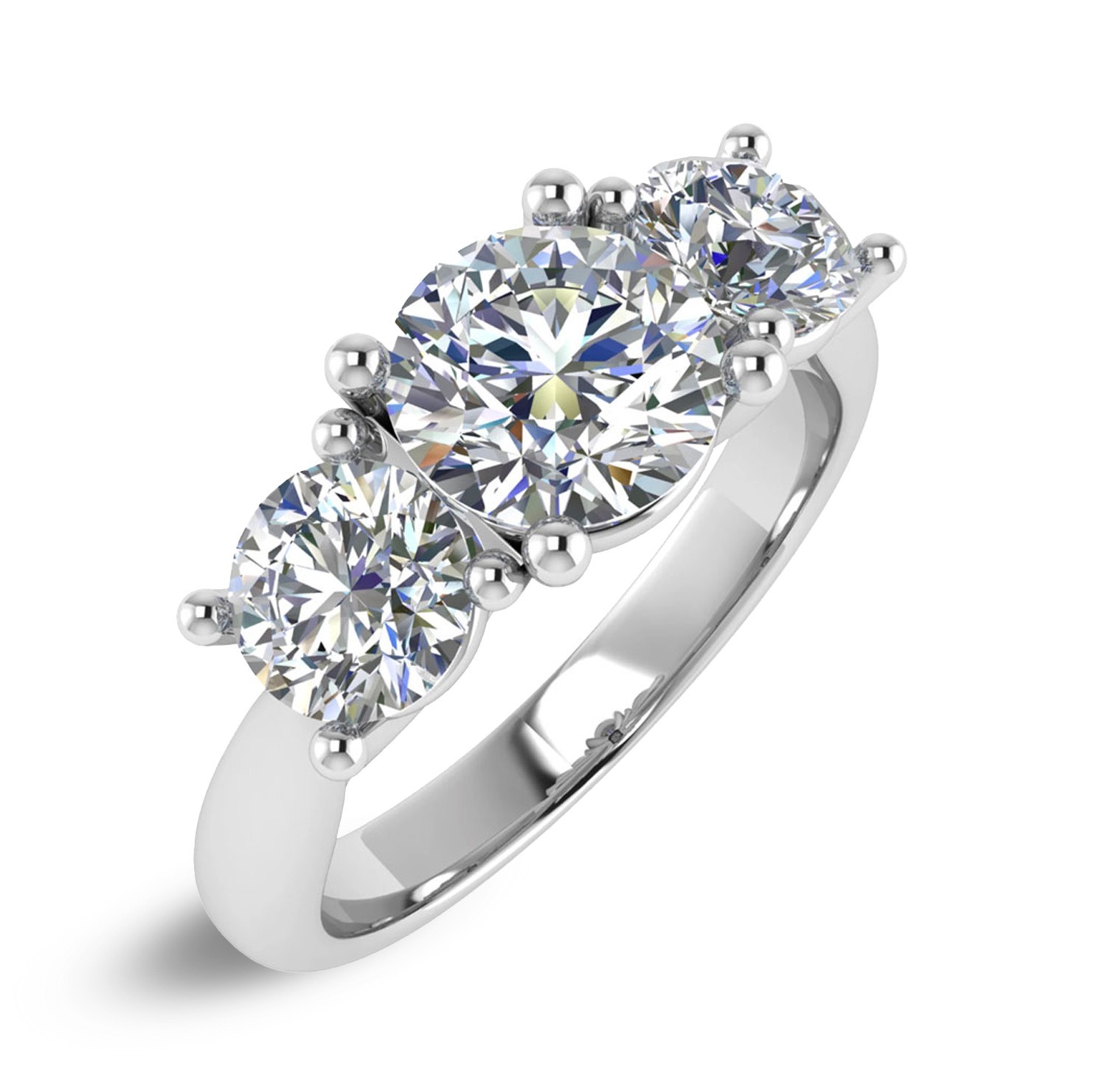 Foto anello trilogy con diamanti naturali taglio brillante 0.90 carati totali e oro bianco