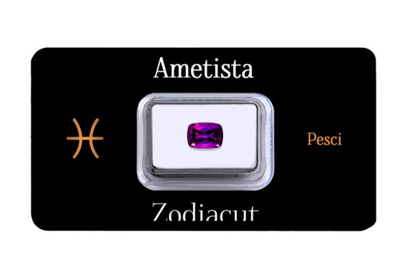 Ametista taglio cuscino in blister - Pietra Zodiacale Segno di Pesci Zodiacut