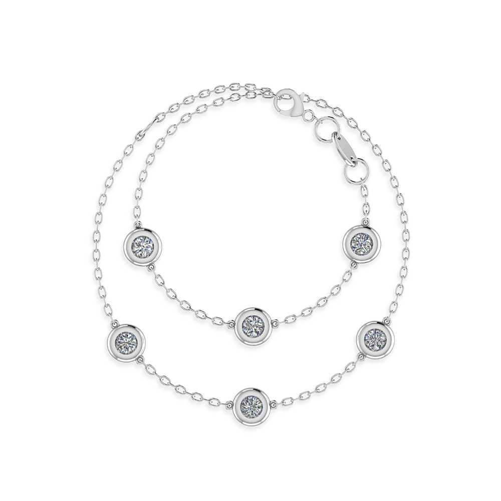 Collana diamanti Cipolline con sei diamanti naturali taglio brillante (0.40 ct) in castoni a cipollina, in oro bianco 18 k - Collana certificata IGI Anversa.