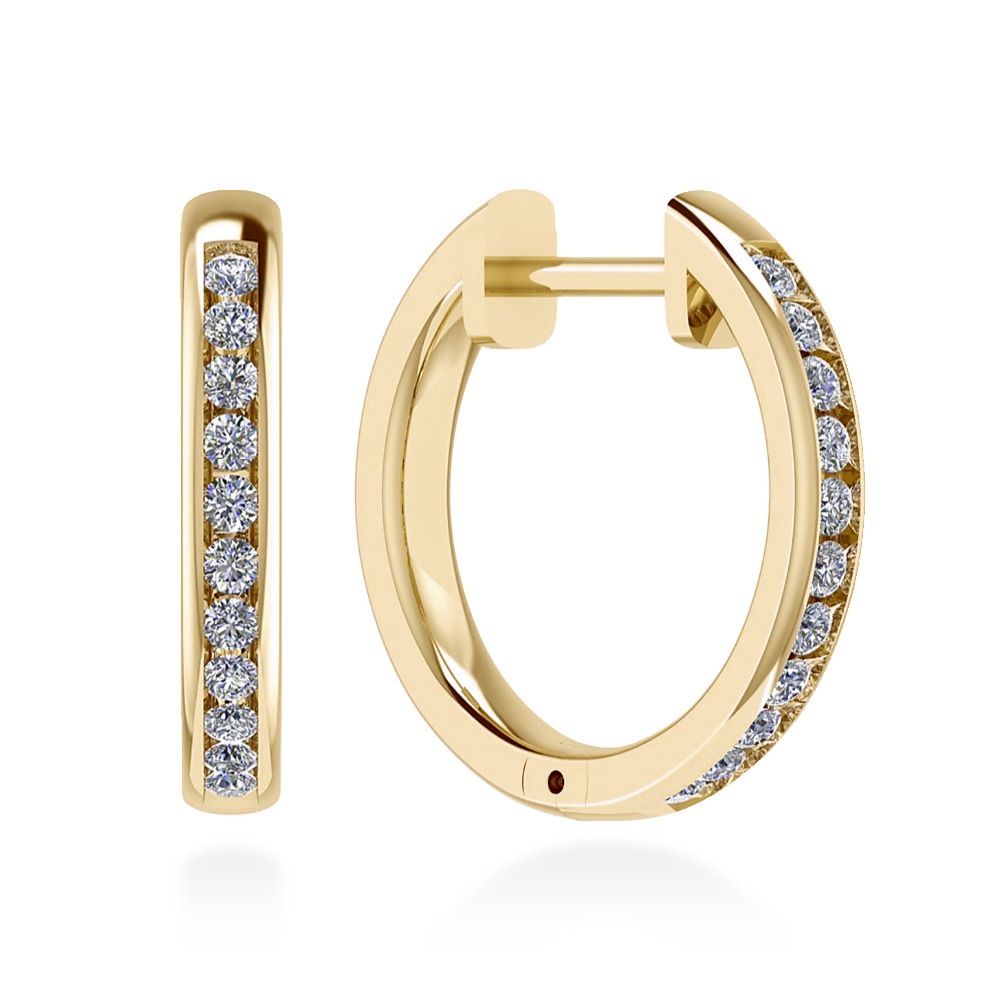 Orecchini cerchio diamanti Laverve in oro giallo 18 k - Certificati IGI Anversa - Con pavé di diamanti naturali