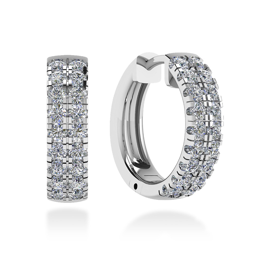 Orecchini a cerchio con diamanti Matinée - Certificati IGI Anversa, con micro pavé di diamanti naturali taglio brillante, realizzabili in oro 18 k bianco.