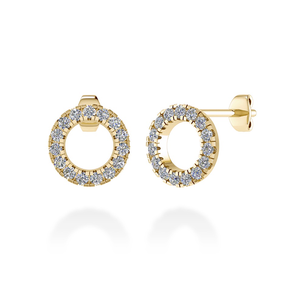 Orecchini pave di brillanti Loopie, design a cerchietto, con micro pavé di diamanti naturali, realizzati in oro giallo 18 k e certificati IGI Anversa