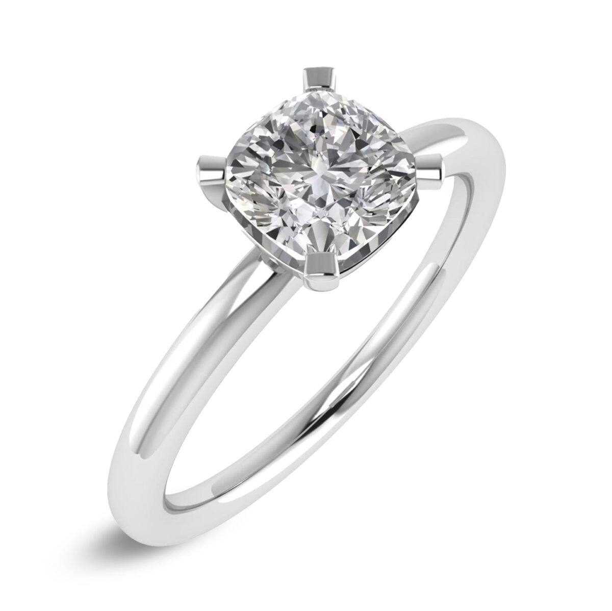 Foto anello di fidanzamento con diamante taglio cuscino da 0.50 carati in oro bianco