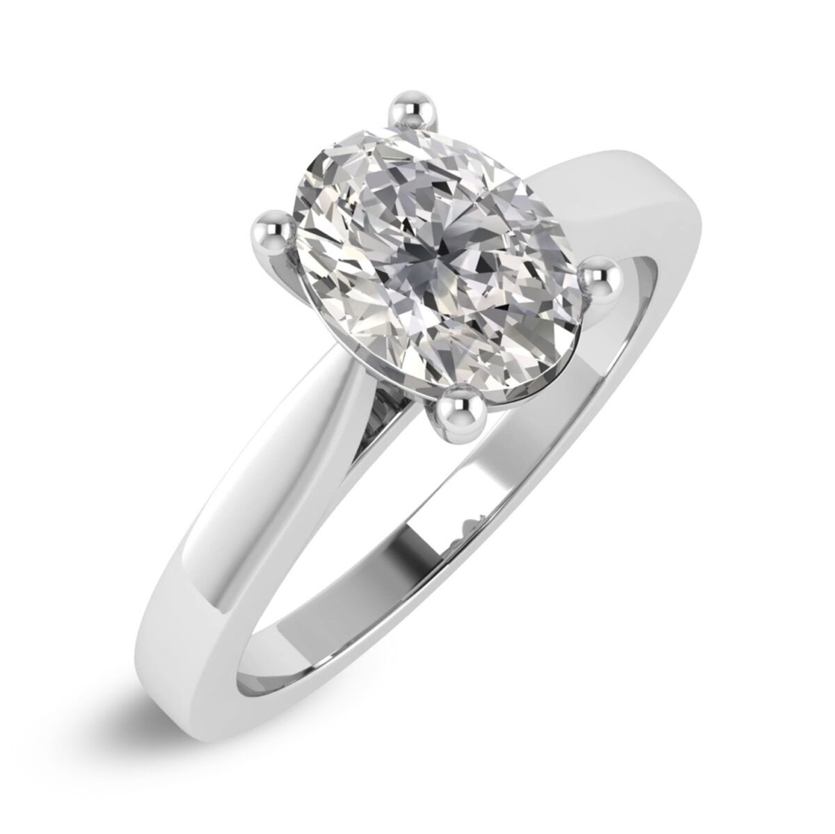 Anello di fidanzamento solitario con diamante ovale in oro bianco