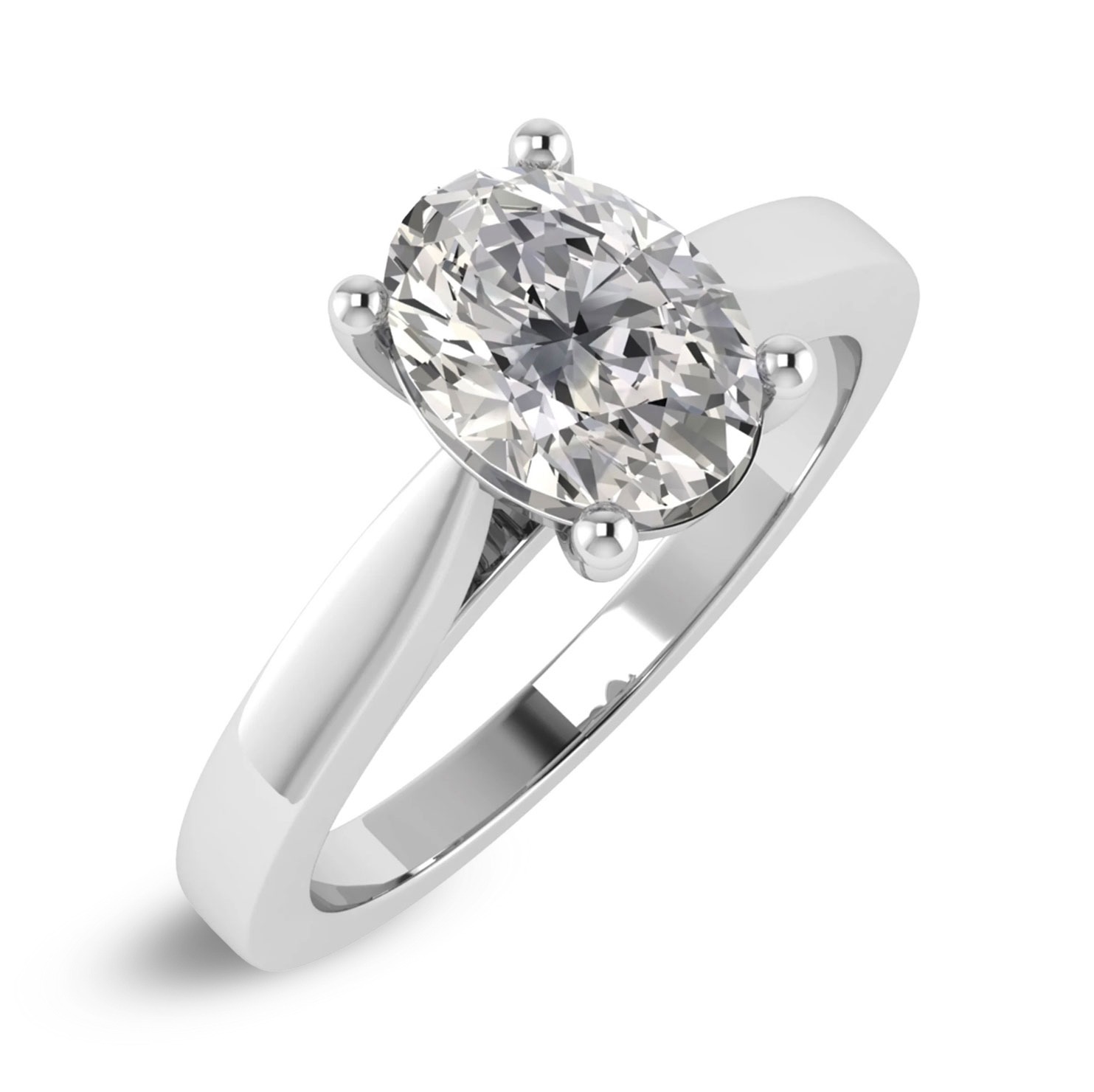 Anello di fidanzamento solitario con diamante ovale in oro bianco