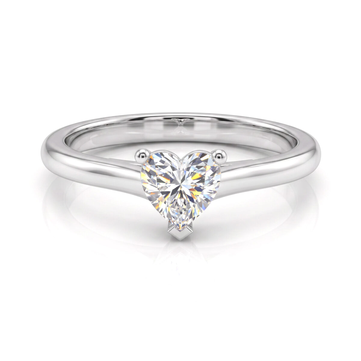 Anello con diamante a cuore in oro bianco 18 k - Lovecut by Fullcut