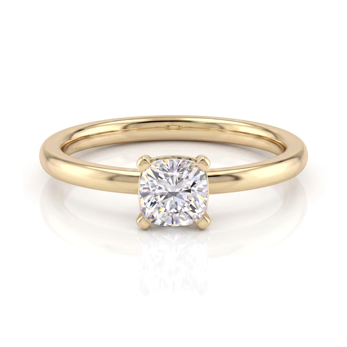 Anello con diamante taglio cuscino naturale in oro giallo 18 k - Fullcut
