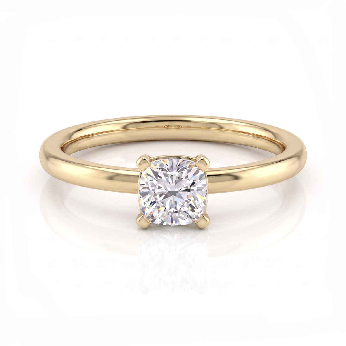 Anello con diamante taglio cuscino naturale in oro giallo 18 k - Fullcut