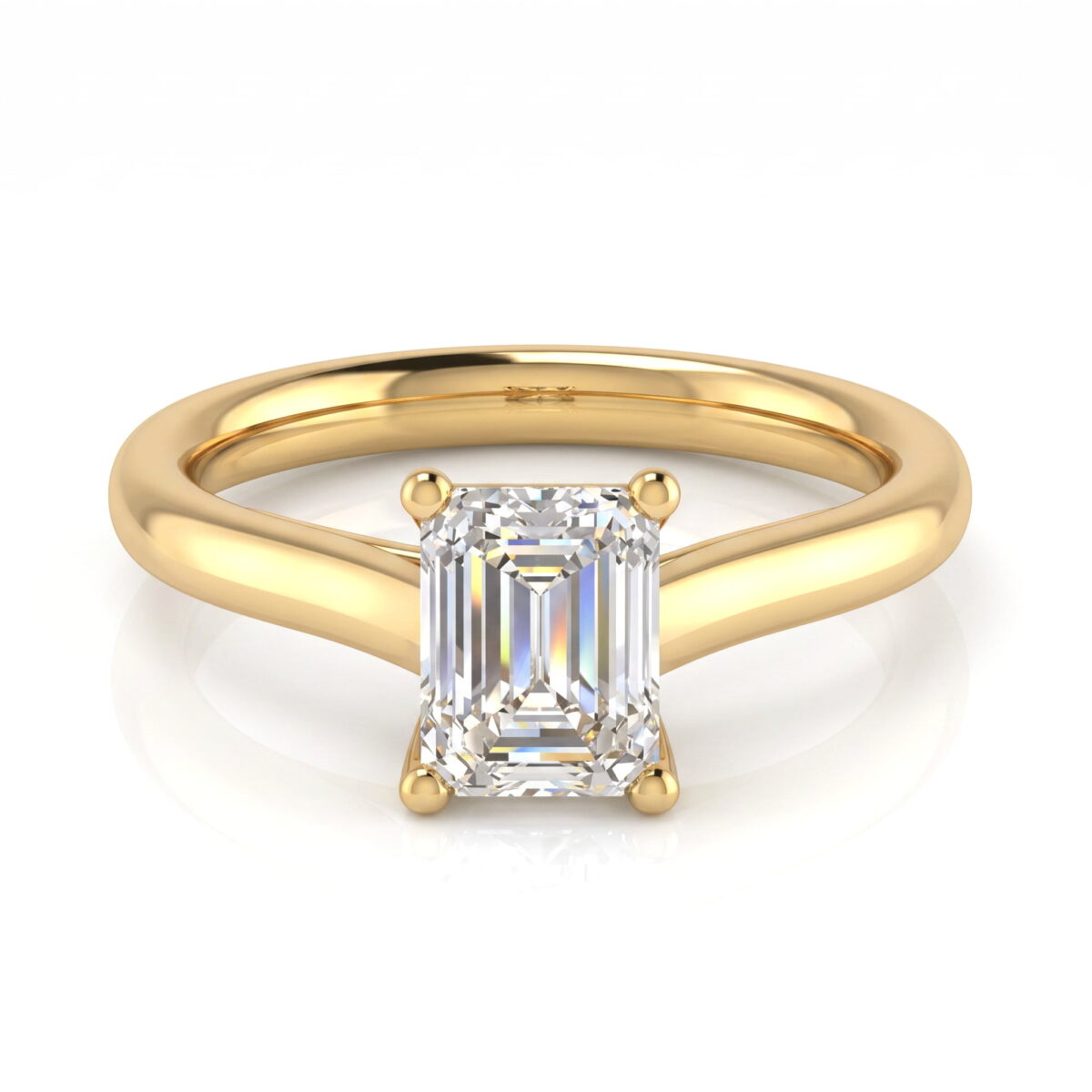 Anello con diamante taglio smeraldo in oro giallo 18 k - Fullcut