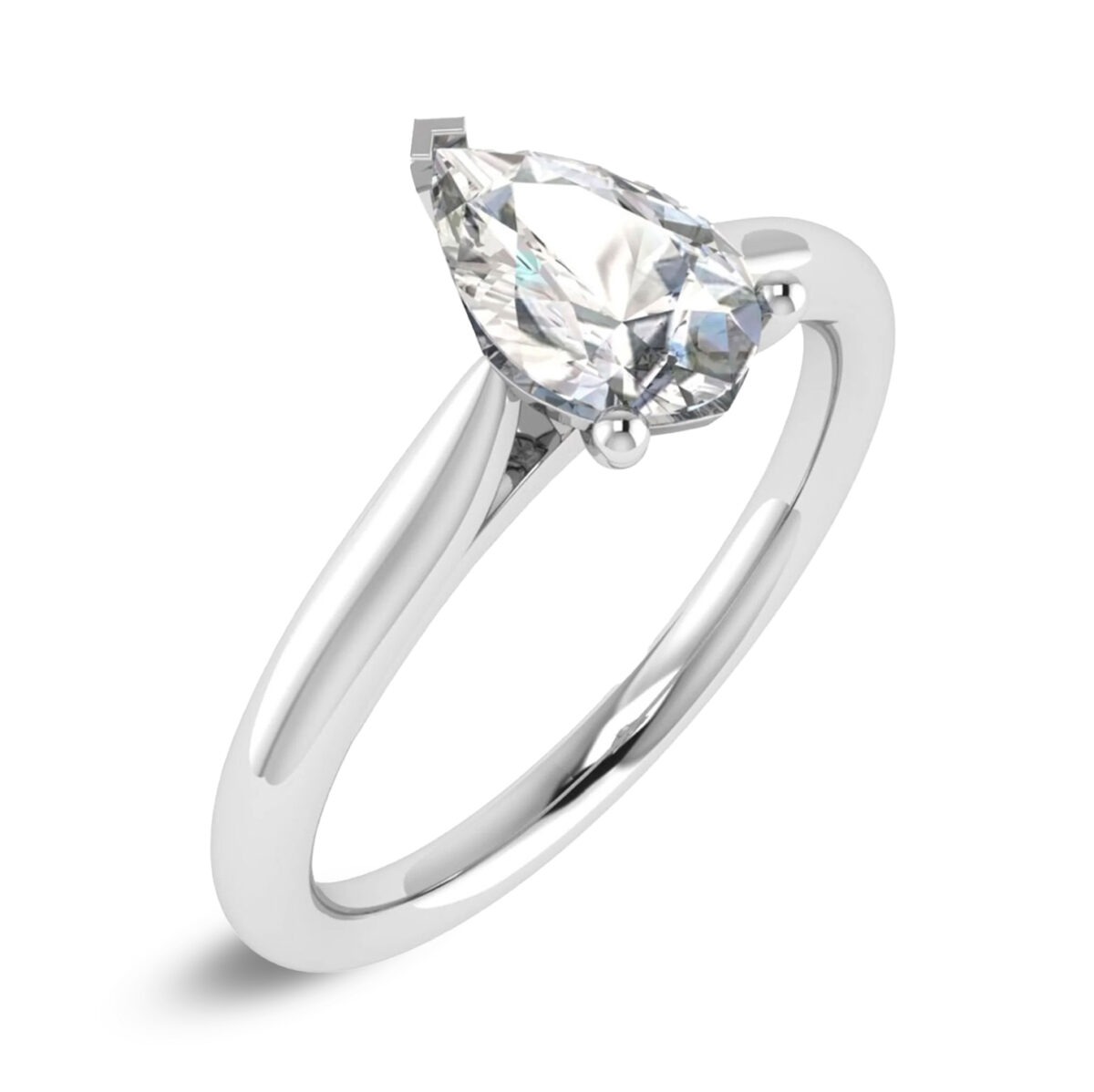 Foto anello di fidanzamento con diamante a goccia da 0.70 carati in oro bianco 18 carati