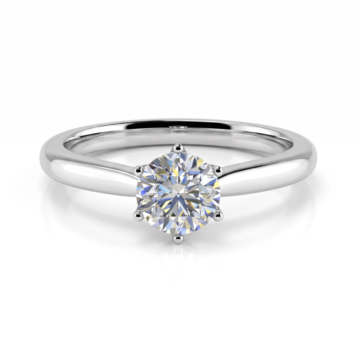 anello con diamante solitario taglio brillante in oro bianco 18 k Fullcut