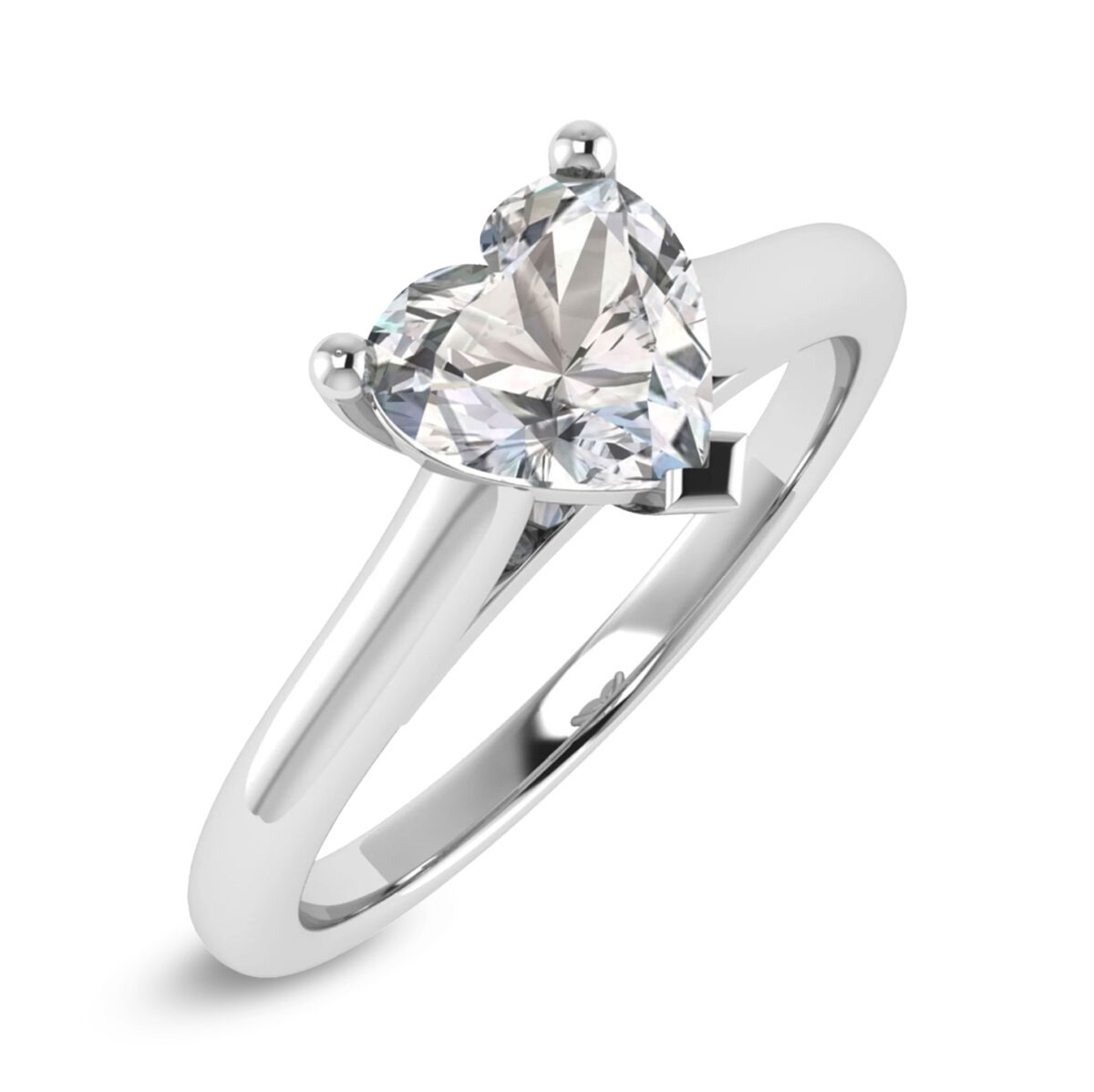 Foto anello di fidanzamento con diamante taglio a cuore da 0.50 carati e oro bianco 18 carati