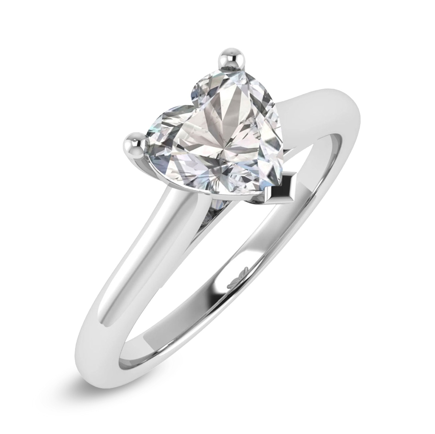 Foto anello di fidanzamento con diamante taglio a cuore da 0.50 carati e oro bianco 18 carati