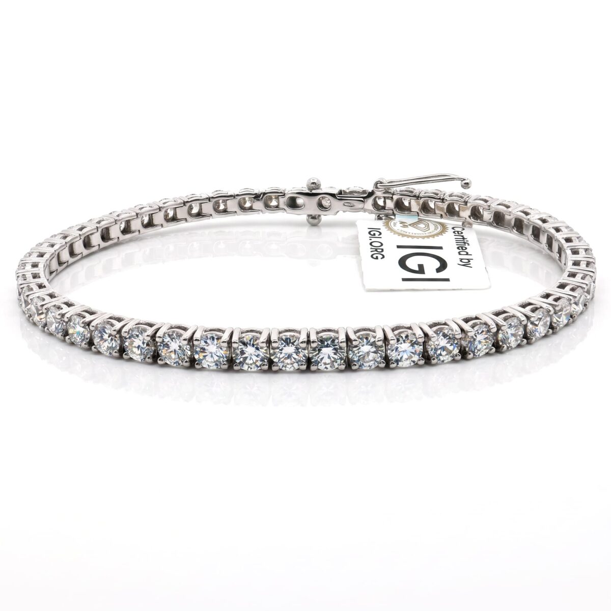 Bracciale tennis donna diamanti in oro bianco 18 k - Certificato IGI Anversa - Fullcut
