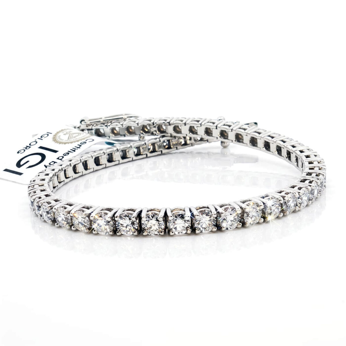Bracciale tennis uomo con diamanti naturali in oro bianco 18 k - Certificato IGI Anversa - Fullcut