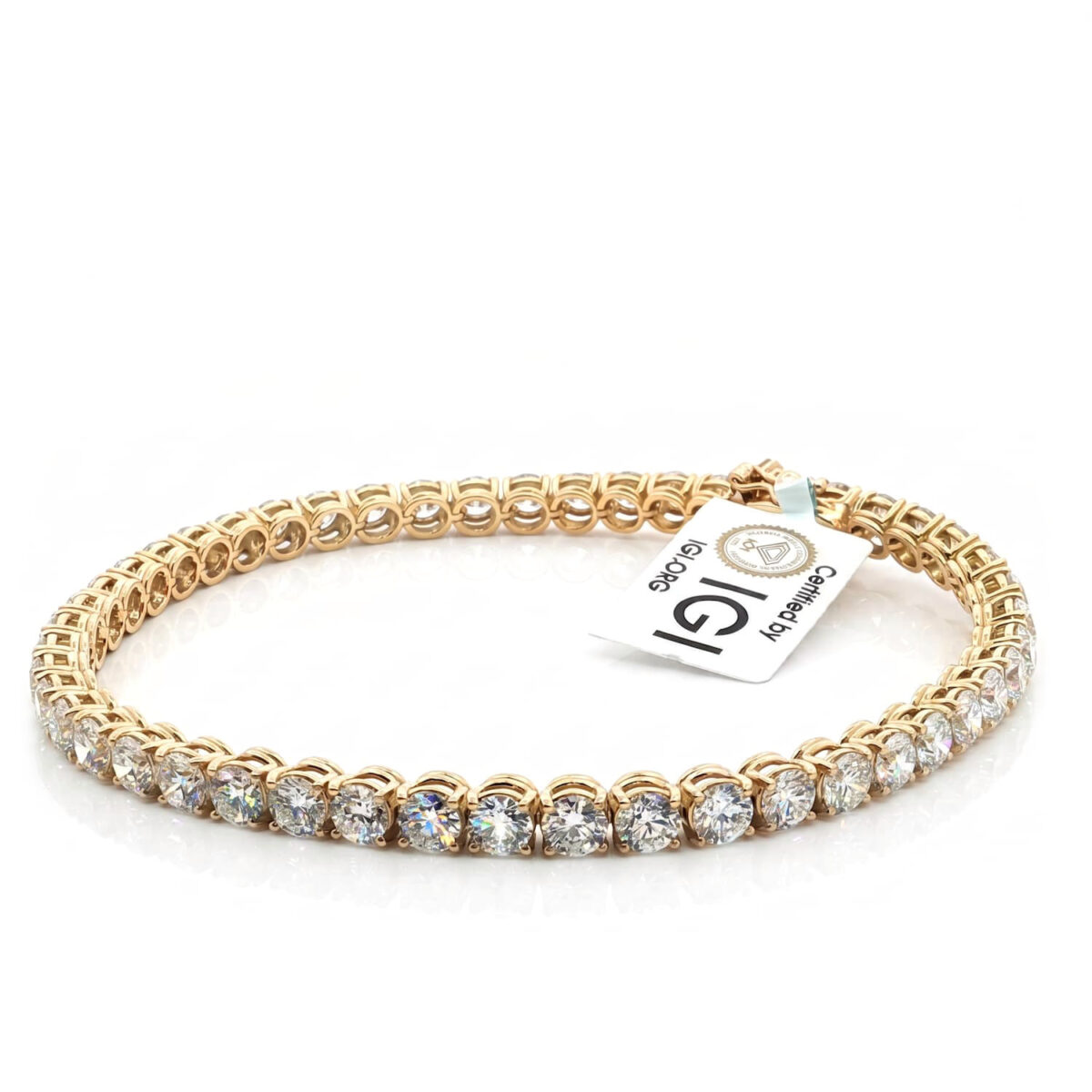 Bracciale tennis donna in oro giallo 18 k con diamanti naturali selezionati - Certificato IGI Anversa - Fullcut