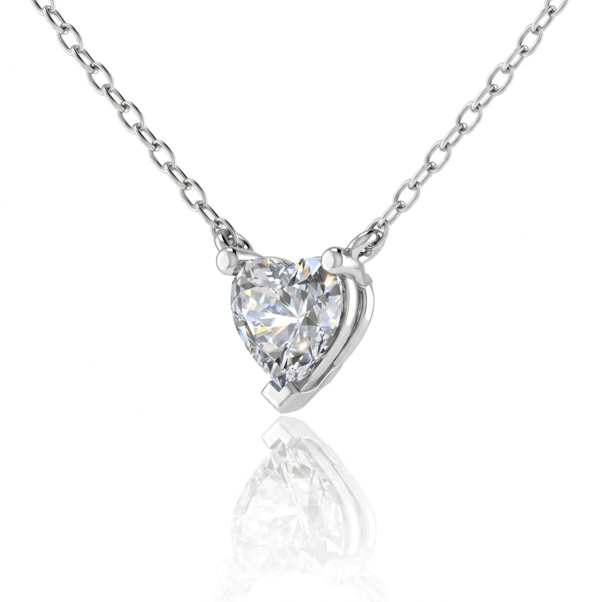 Collana punto luce cuore con diamante naturale a forma di cuore in oro bianco 18 k - Lovecut by Fullcut