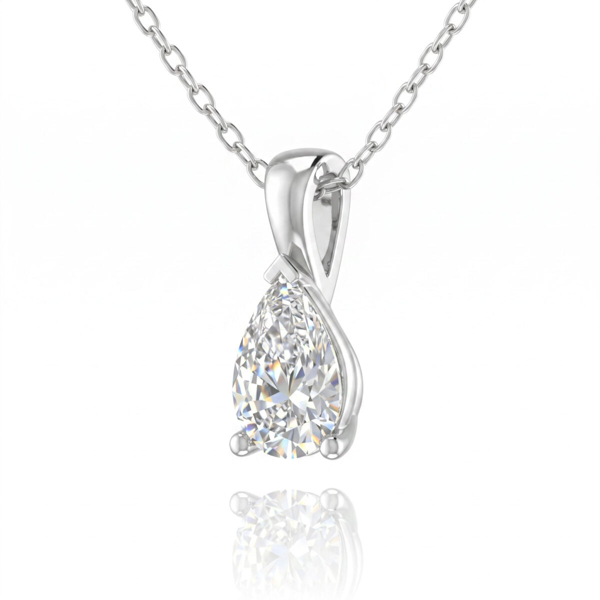 Collana punto luce diamante goccia in oro bianco 18 k - Fullcut