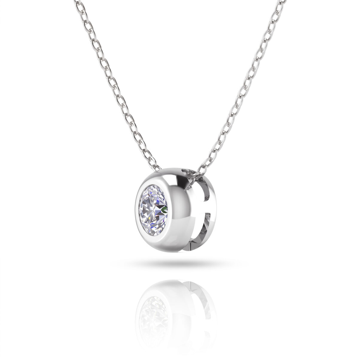 Collana punto luce con diamante naturale selezionato in oro bianco 18 k - Fullcut