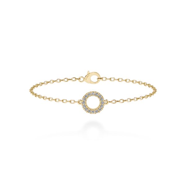 Bracciale diamanti Loopie con pavé di diamanti naturali taglio brillante dal motivo rotondo, in oro giallo 18 k - Gioiello certificato IGI Anversa.