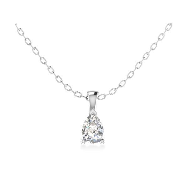 Foto collana punto luce con diamante a goccia in oro bianco