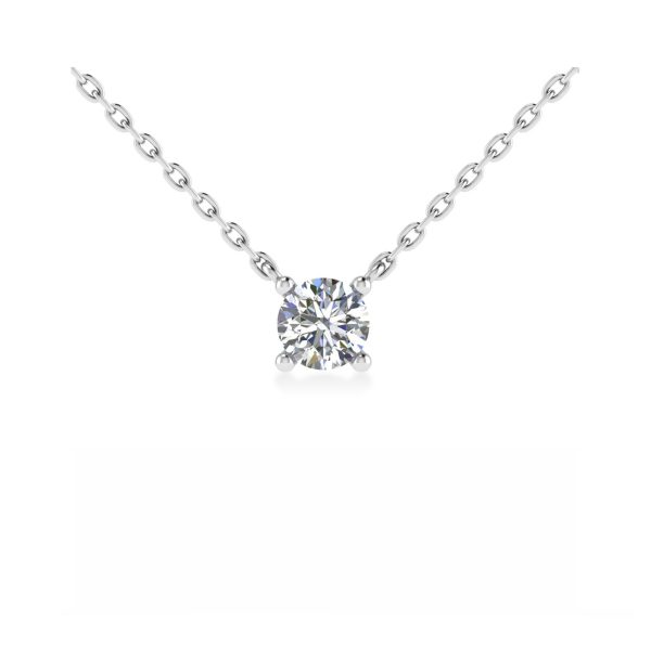 Foto collana punto luce in oro bianco con diamante solitario