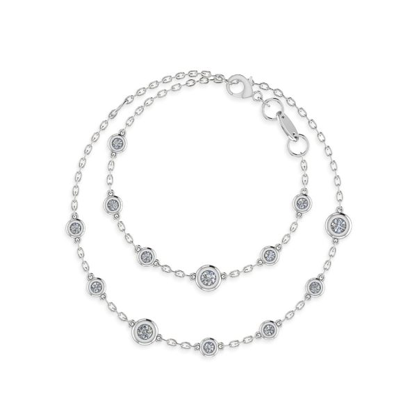 Collana Cipolline Eclat con tredici diamanti naturali taglio brillante in castoni a cipollina, in oro 18 k bianco - Collana certificata IGI Anversa.