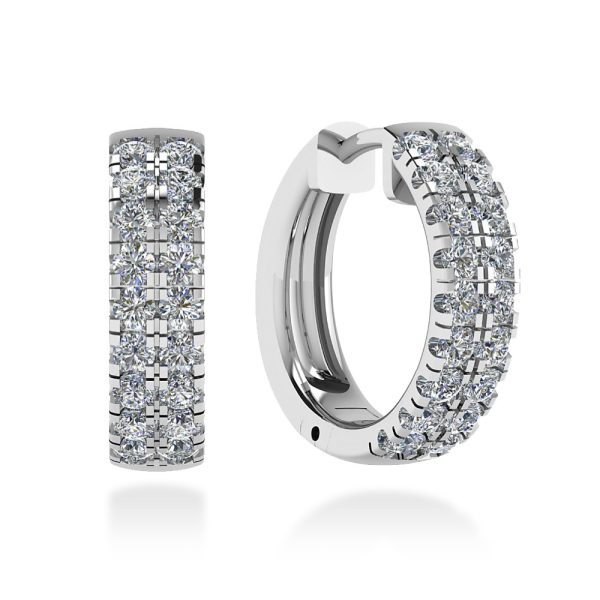 Orecchini a cerchio con diamanti Matinée - Certificati IGI Anversa, con micro pavé di diamanti naturali taglio brillante, realizzabili in oro 18 k bianco.