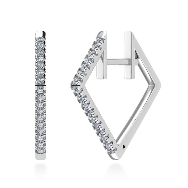 Orecchini tennis diamanti Ziggy con design a V, in pavé di brillanti naturali, realizzati in oro 18 k bianco - Certificati IGI Anversa