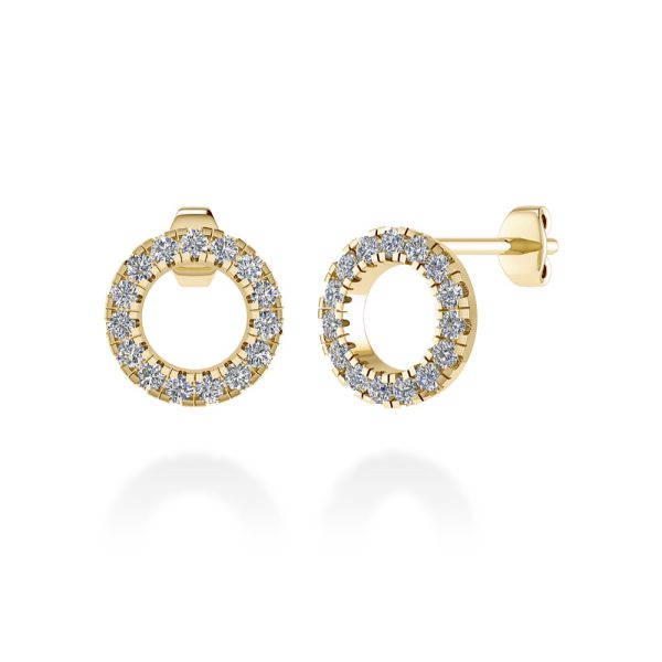 Orecchini pave di brillanti Loopie, design a cerchietto, con micro pavé di diamanti naturali, realizzati in oro giallo 18 k e certificati IGI Anversa