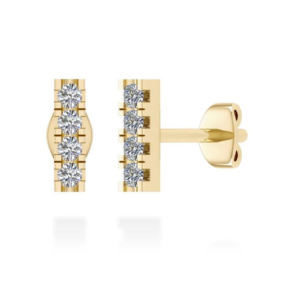 Orecchini Tennis diamanti Essence, design con barretta a 4 diamanti naturali taglio brillante in micro pavé, realizzabili in oro 18 k giallo.