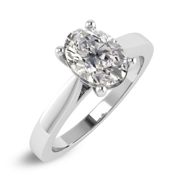Anello di fidanzamento solitario con diamante ovale in oro bianco
