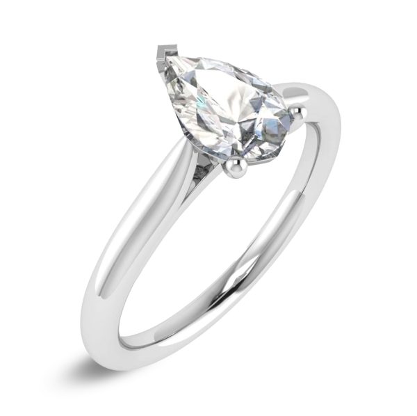 Foto anello di fidanzamento con diamante a goccia da 0.70 carati in oro bianco 18 carati