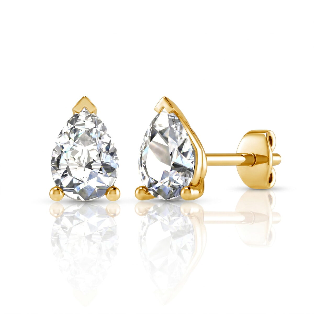 Orecchini punto luce con diamanti naturali taglio goccia in oro giallo - Fullcut