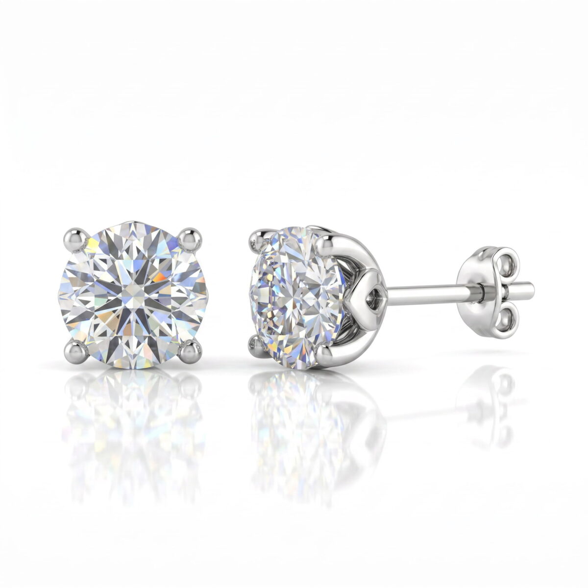 Orecchini punto luce con diamanti naturali taglio brillante in oro bianco 18 k - Fullcut