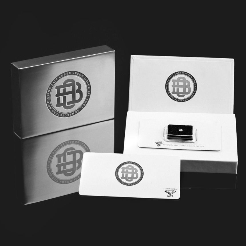 Foto regali aziendali di lusso - Diamante blisterato Fullcut certificato IGI Anversa in cofanetto personalizzato con loro aziendale