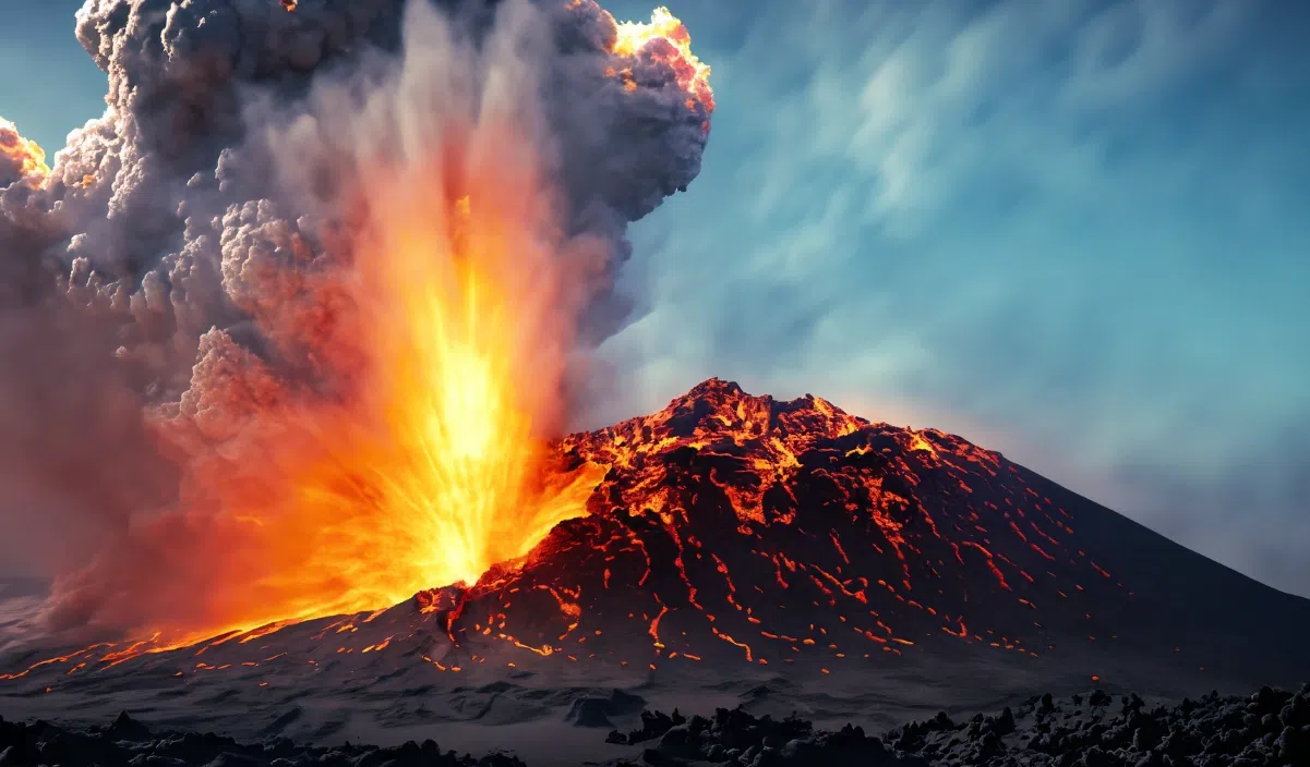 immagine illustrativa dell'esplosione di un camino kimberlitico