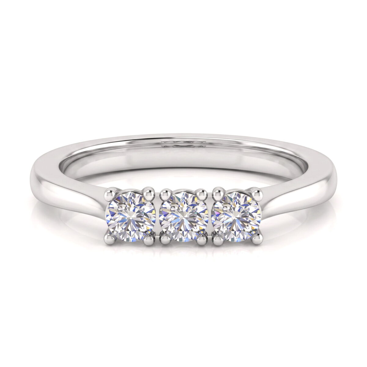 Trilogy anello con diamanti naturali taglio brillante in oro bianco 18 k - Fullcut