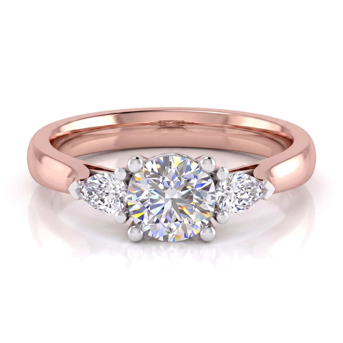 Trilogy anello in oro rosa 18 k con diamanti naturali - Fullcut