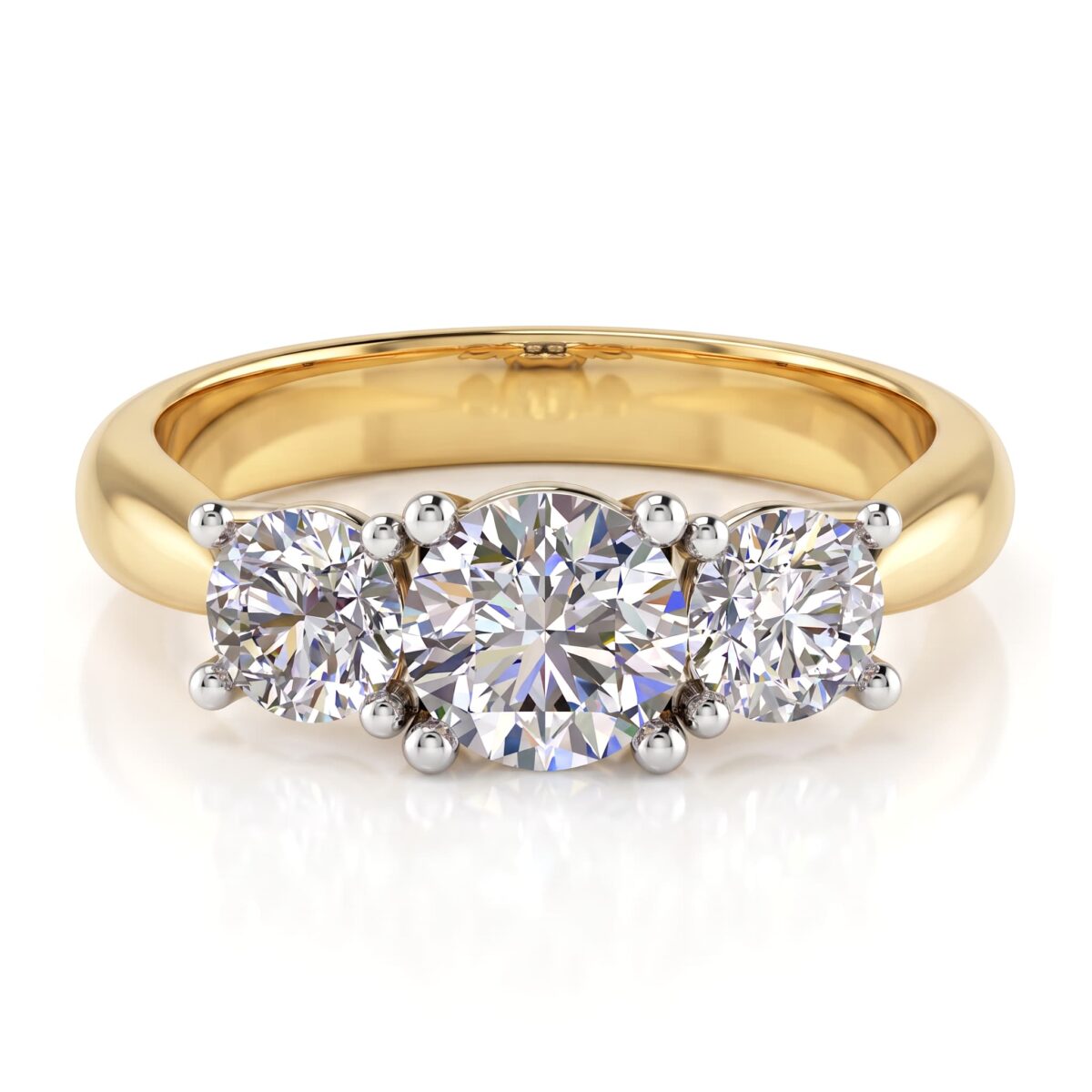 Trilogy anello in oro giallo 18 k con diamanti naturali selezionati - Fullcut